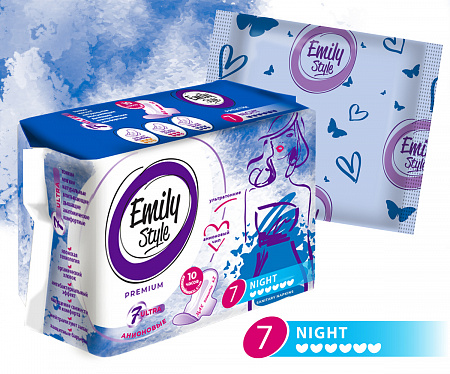 прокладки Emily Style premium night 7шт\24 (Арвитекс) (7449) ^   