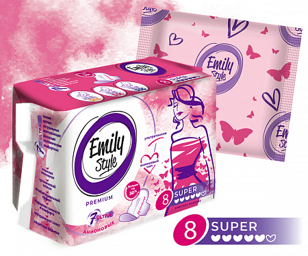 прокладки Emily Style premium super 8шт\24 (Арвитекс)